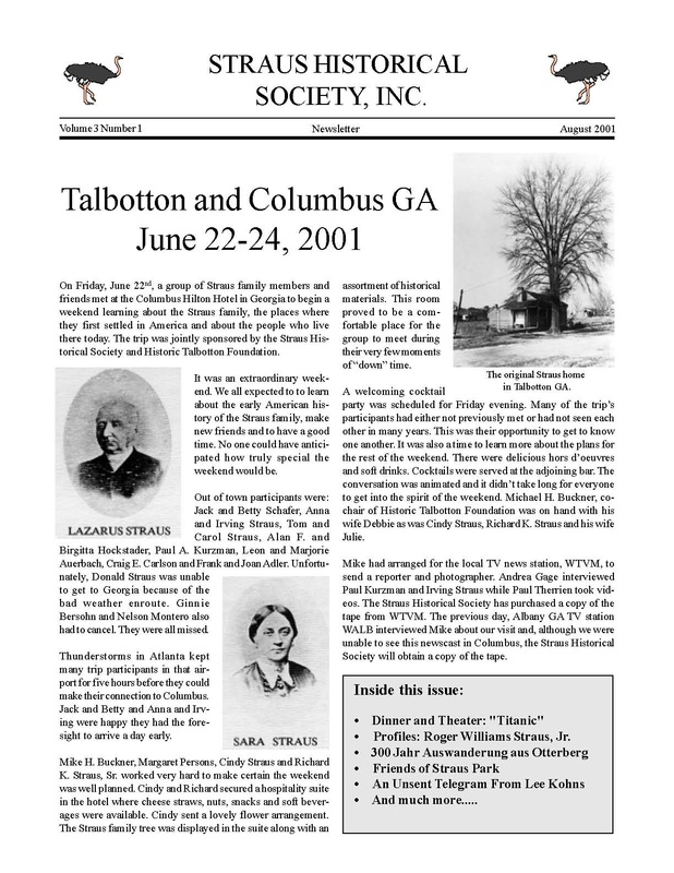 Newsletter August 2001